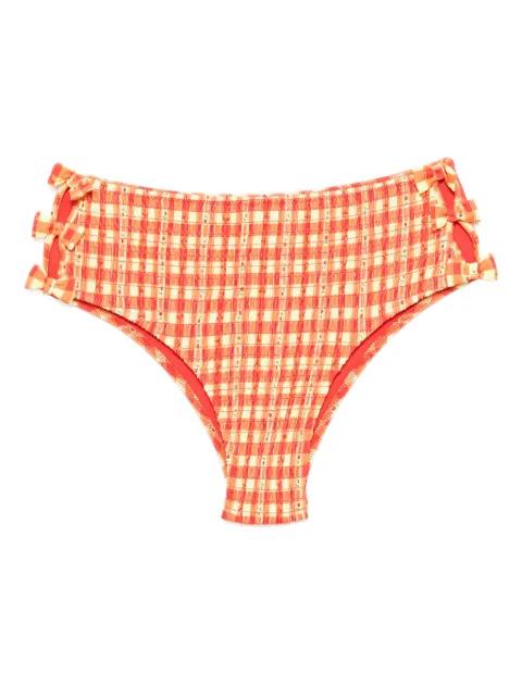 shirred bow-embellishment bikini bottoms by DAMSON MADDER