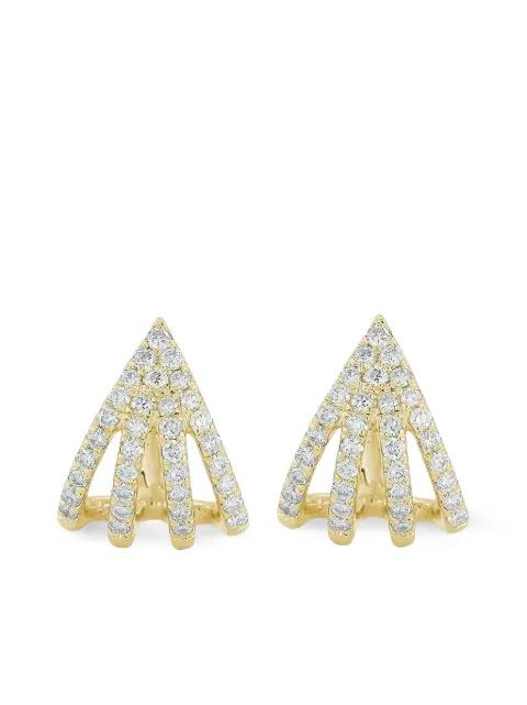 Yellow Gold Diamond Burst Huggie Earrings by DANA REBECCA DESIGNS