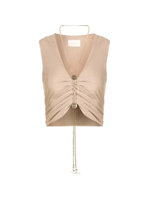 gathered V-neck top by DANAME