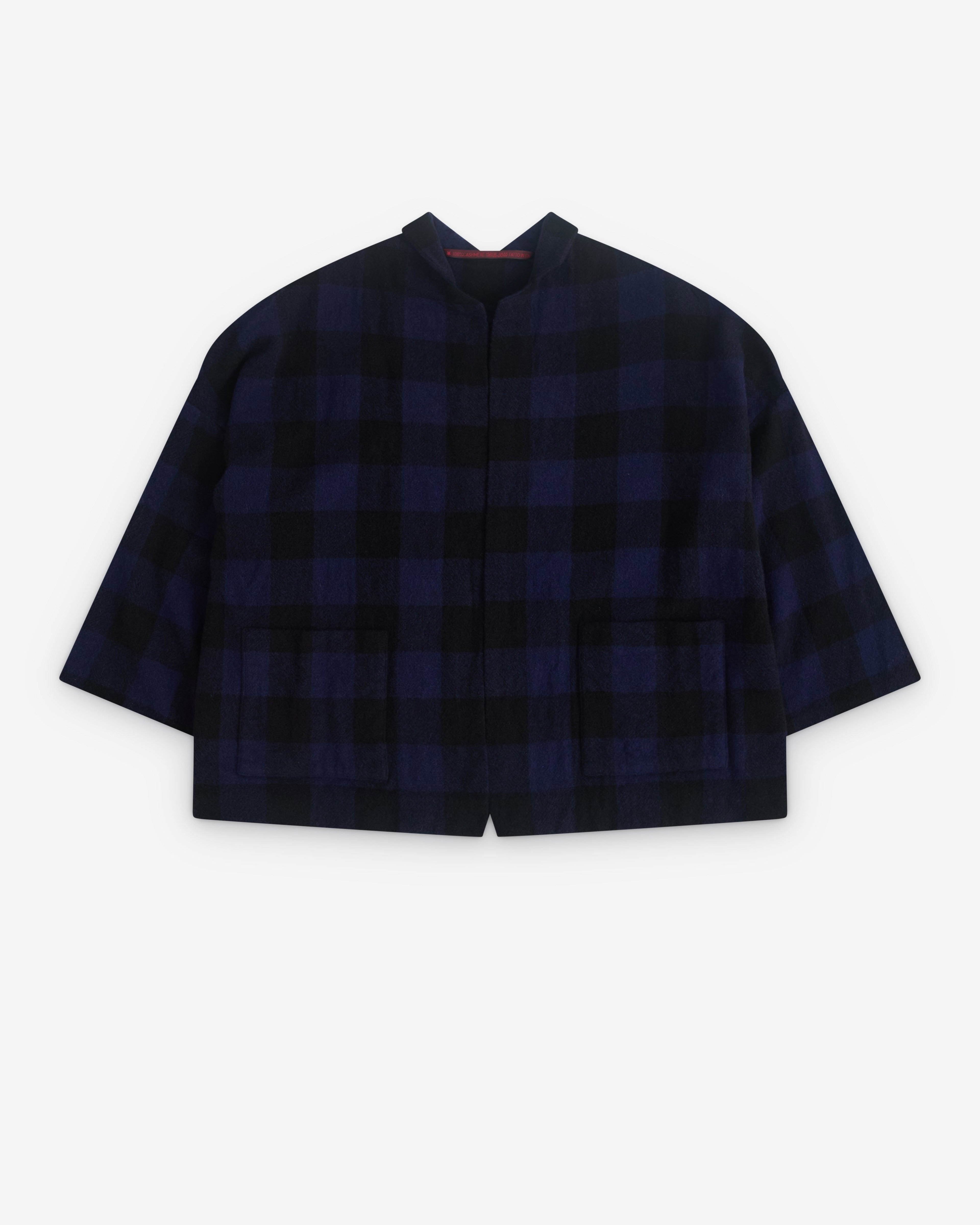 Daniela Gregis - Women’s Cropped Check Jacket - (Black/Navy) by DANIELA GREGIS