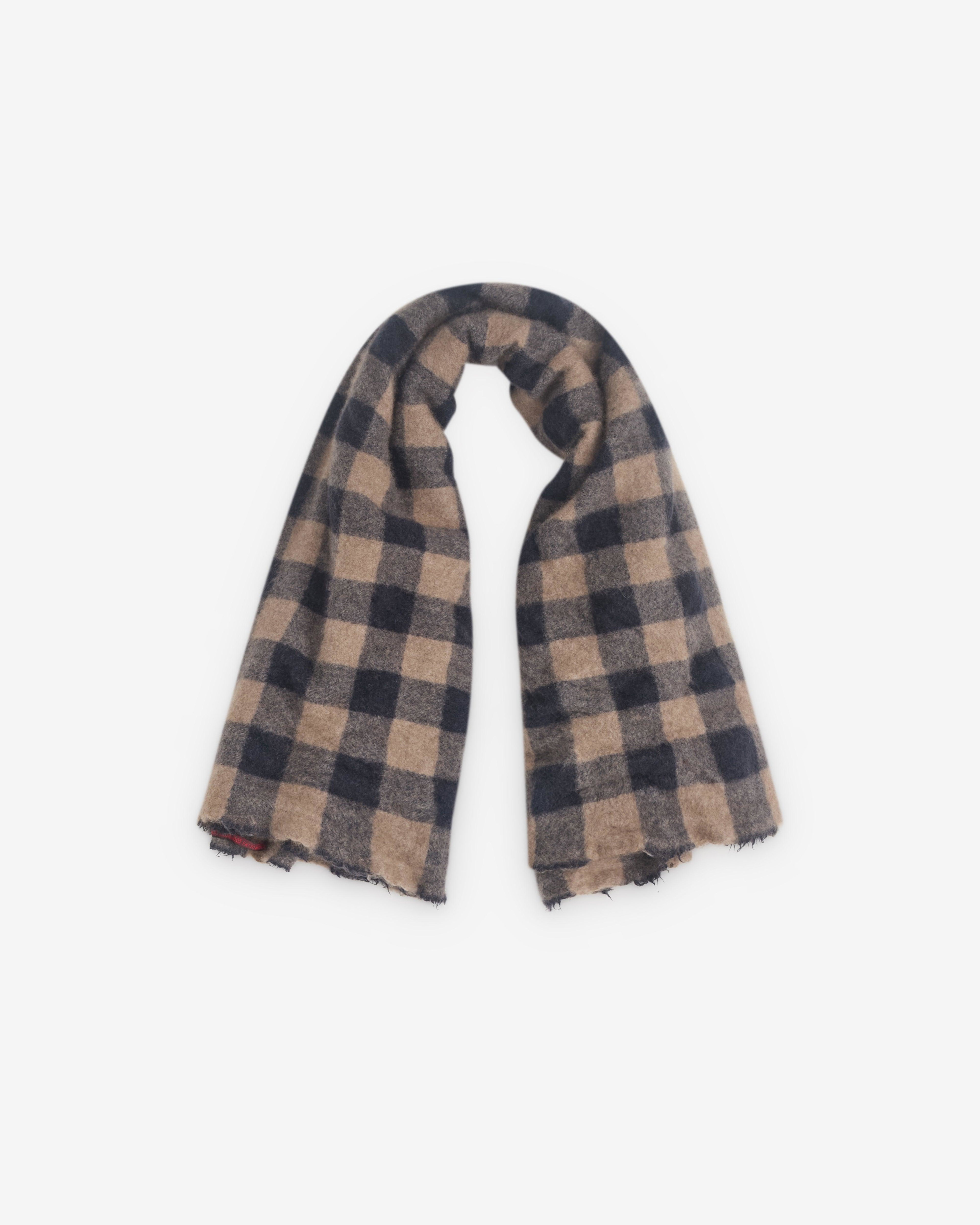 Daniela Gregis - Women’s Large Check Shawl - (Black/Tan) by DANIELA GREGIS