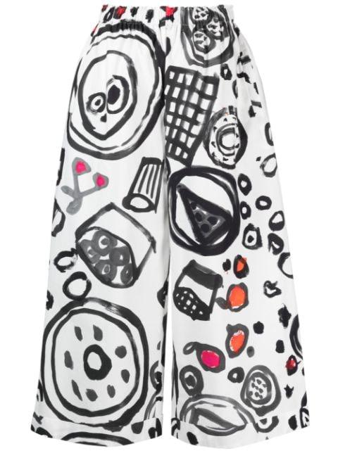 printed cotton wide-leg trousers by DANIELA GREGIS