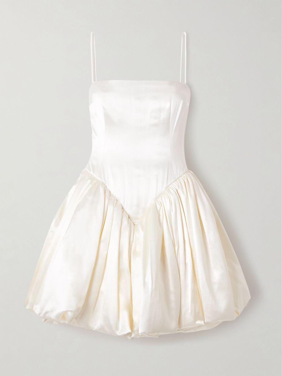 Birdie gathered silk and wool-blend satin bustier mini dress by DANIELLE FRANKEL