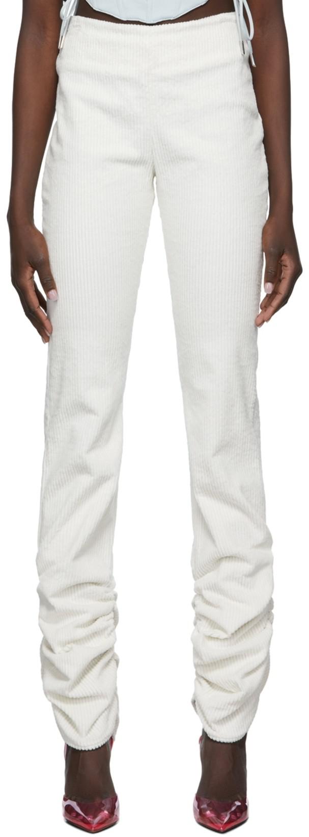 Off-White Corduroy Ruched Leggings by DANIELLE GUIZIO