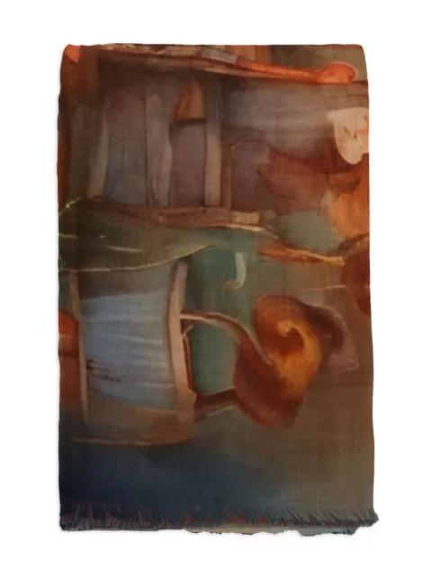 Perla abstract-print fringed scarf by D'ANIELLO