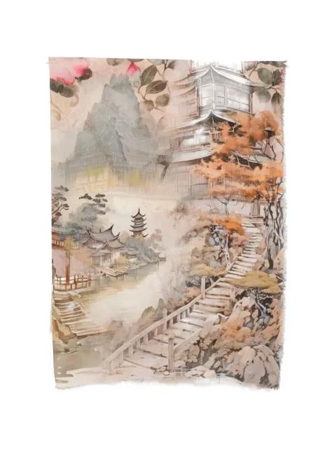 frayed-edges printed scarf by D'ANIELLO