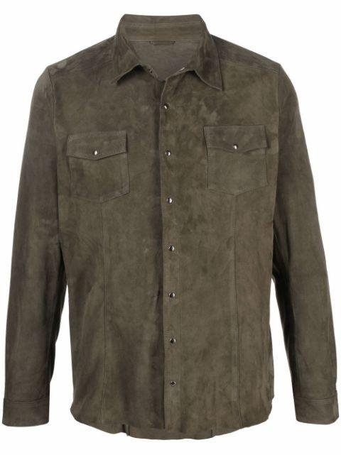 suede-leather long-sleeve shirt by D'ANIELLO