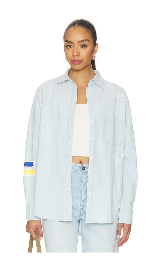 DANNIJOPRO The Doodle Sports Oxford Top in Blue by DANNIJOPRO