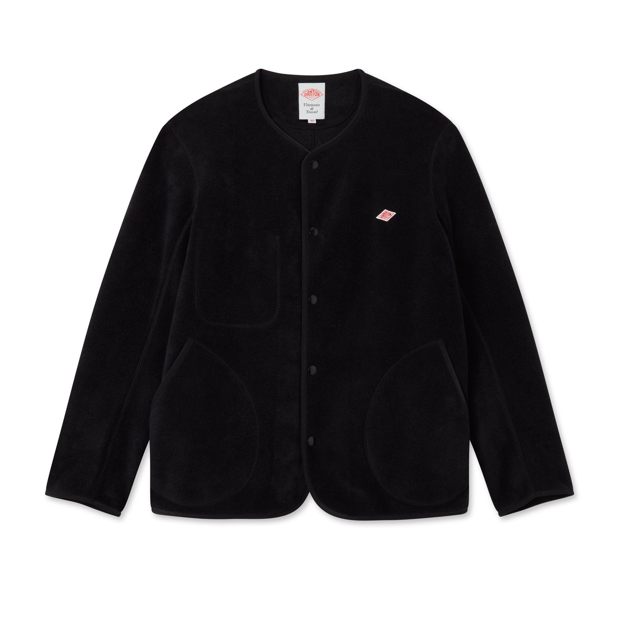 Danton - Collarless Fleece Jacket - (Black) by DANTON