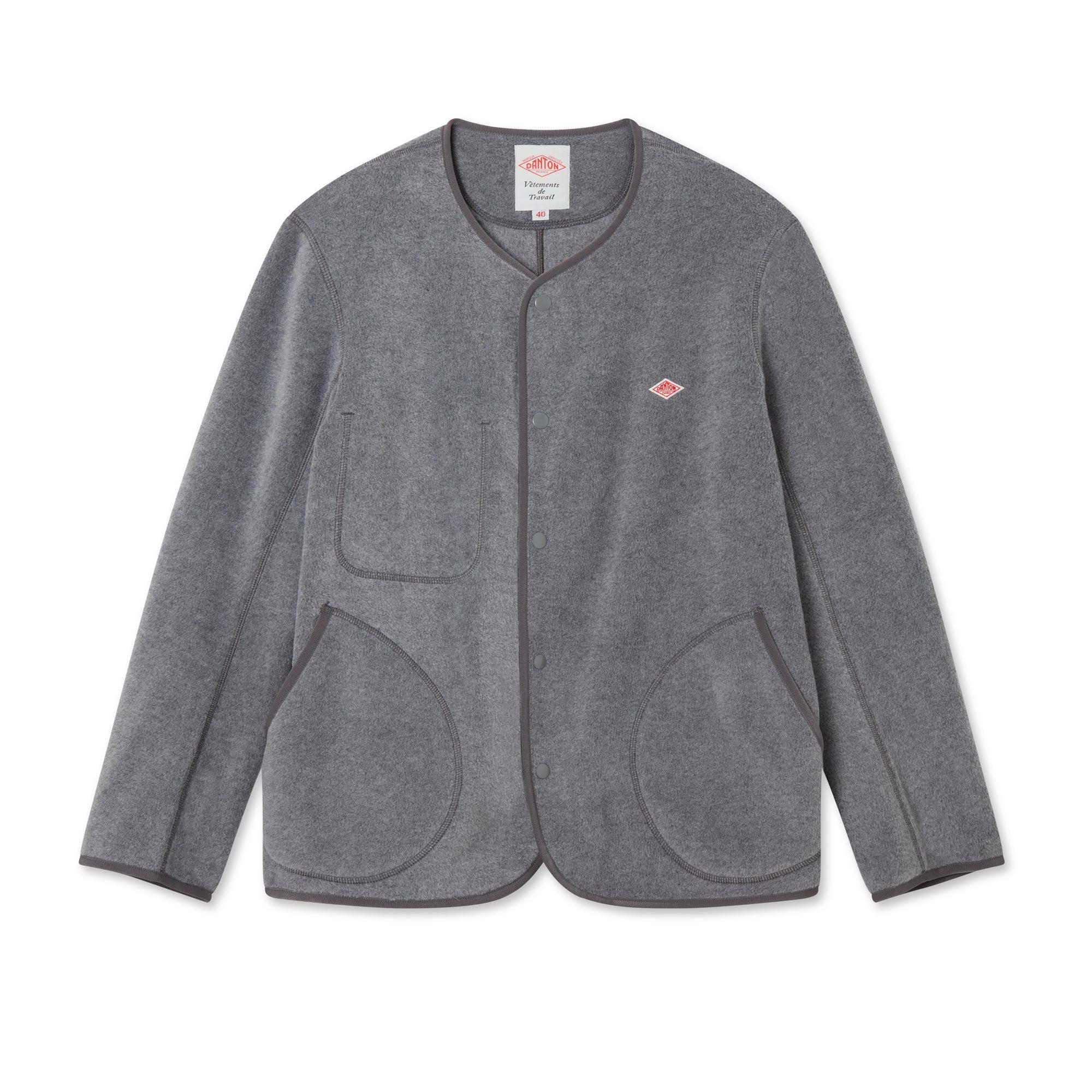 Danton - Collarless Fleece Jacket - (Grey) by DANTON