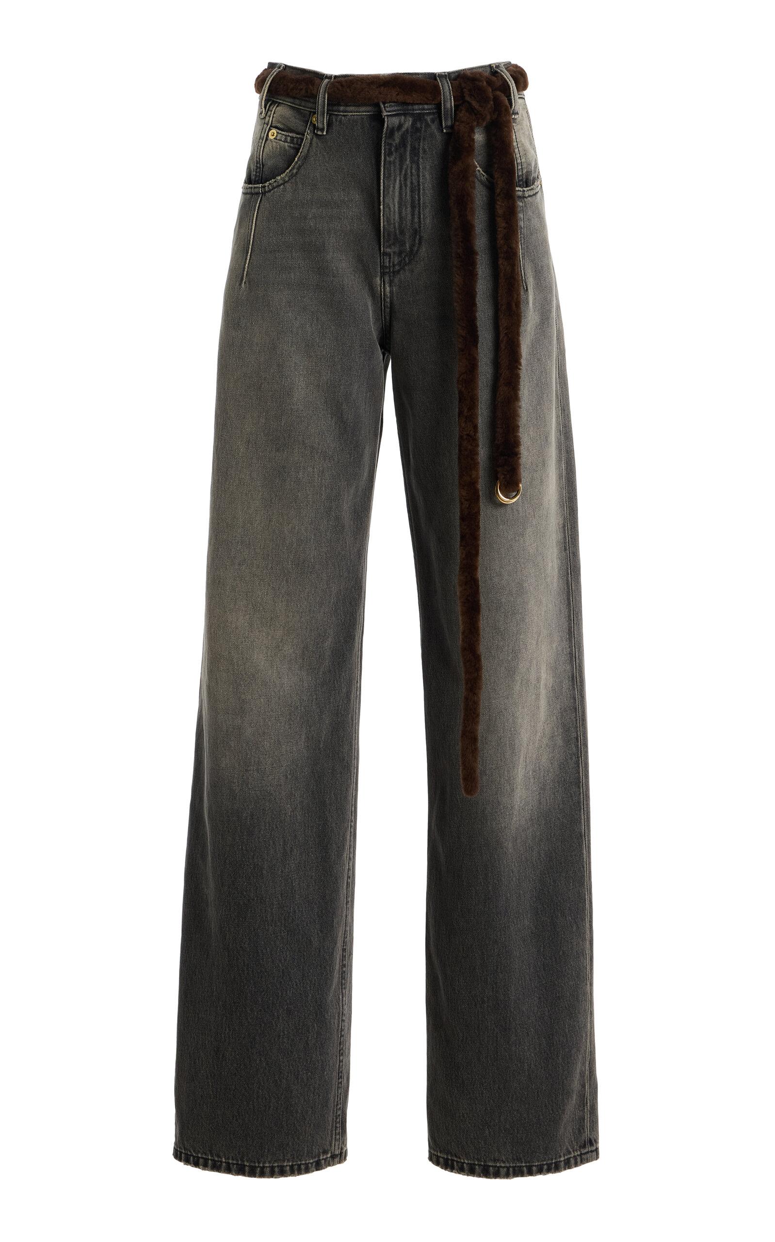 DARKPARK Lu Fur-Trimmed Rigid High-Rise Straight-Leg Jeans - Moda Operandi by DARKPARK
