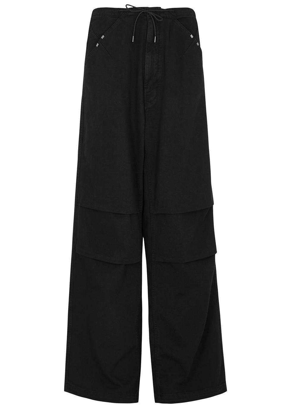 Daisy black wide-leg cotton trousers by DARKPARK
