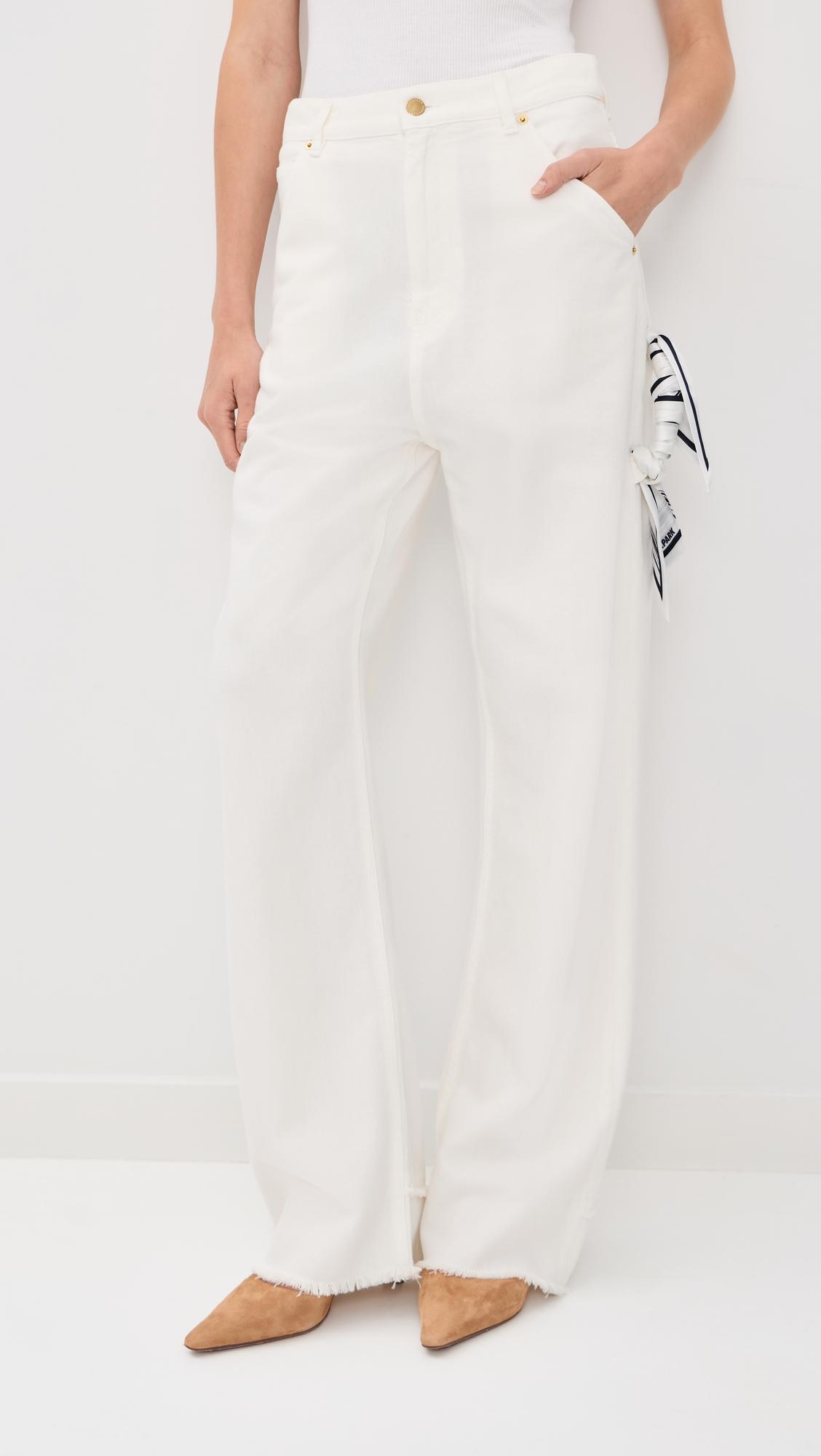 Lisa Scarf Adorned Loose Fit Carpenter Denim Jeans by DARKPARK