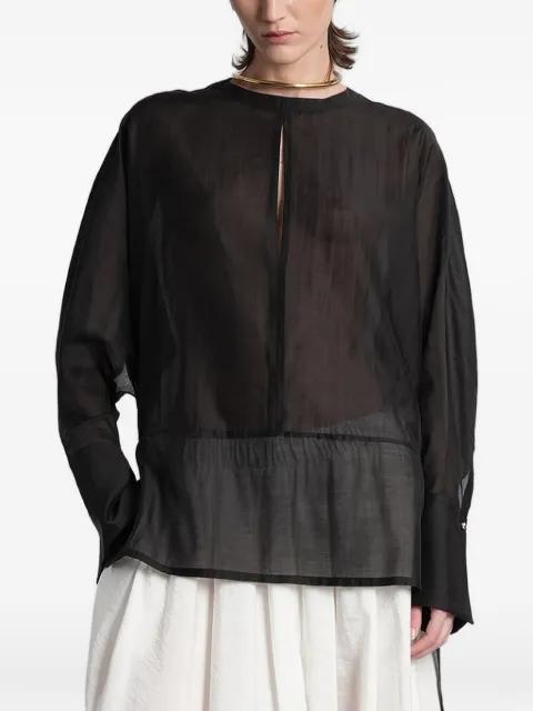 Marine asymmetric semi-sheer shirt by DARKPARK