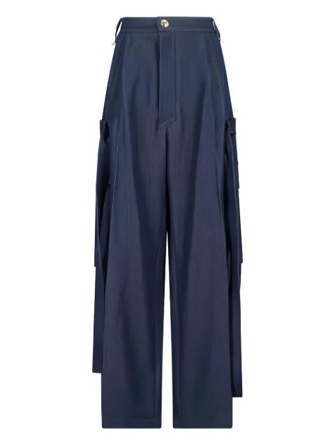 belt-detail cargo straight trousers by DARKPARK