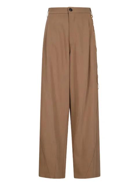 chain-embellished pleated trousers by DARKPARK