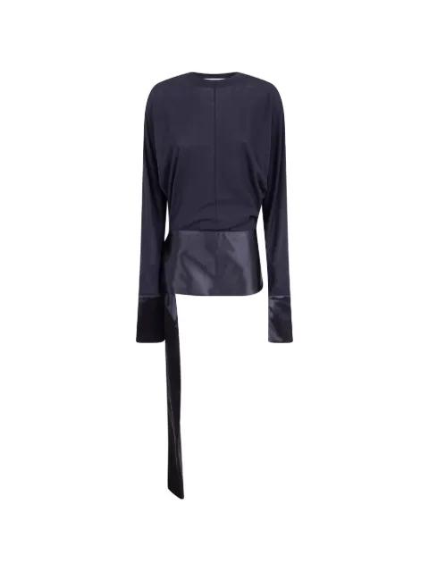 satin-trim long-sleeve blouse by DARKPARK