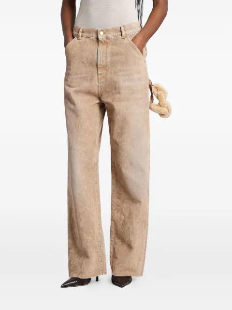side-embellishment bleached wide-leg jeans by DARKPARK