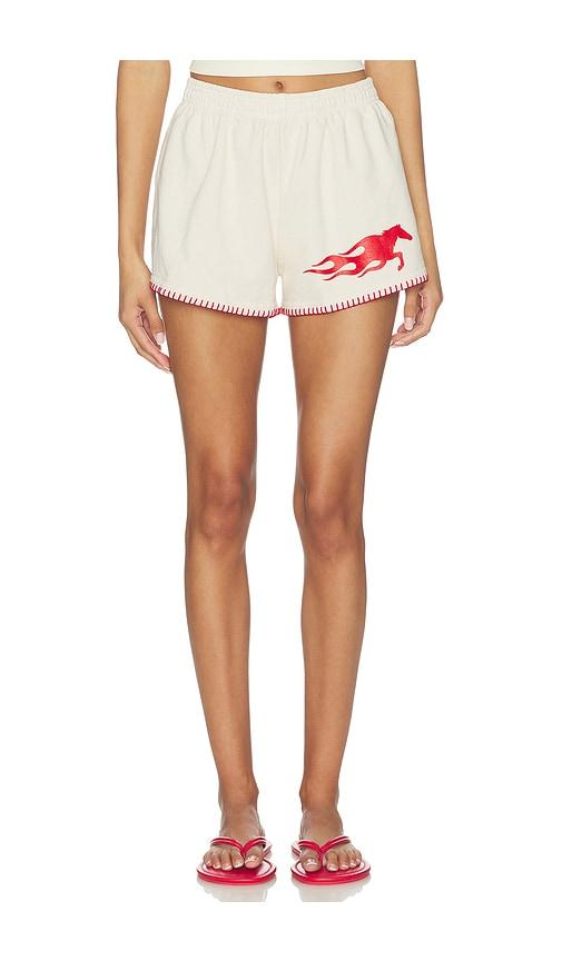 Darlin Hot Bronc Heavy Fleece Short in Cream by DARLIN
