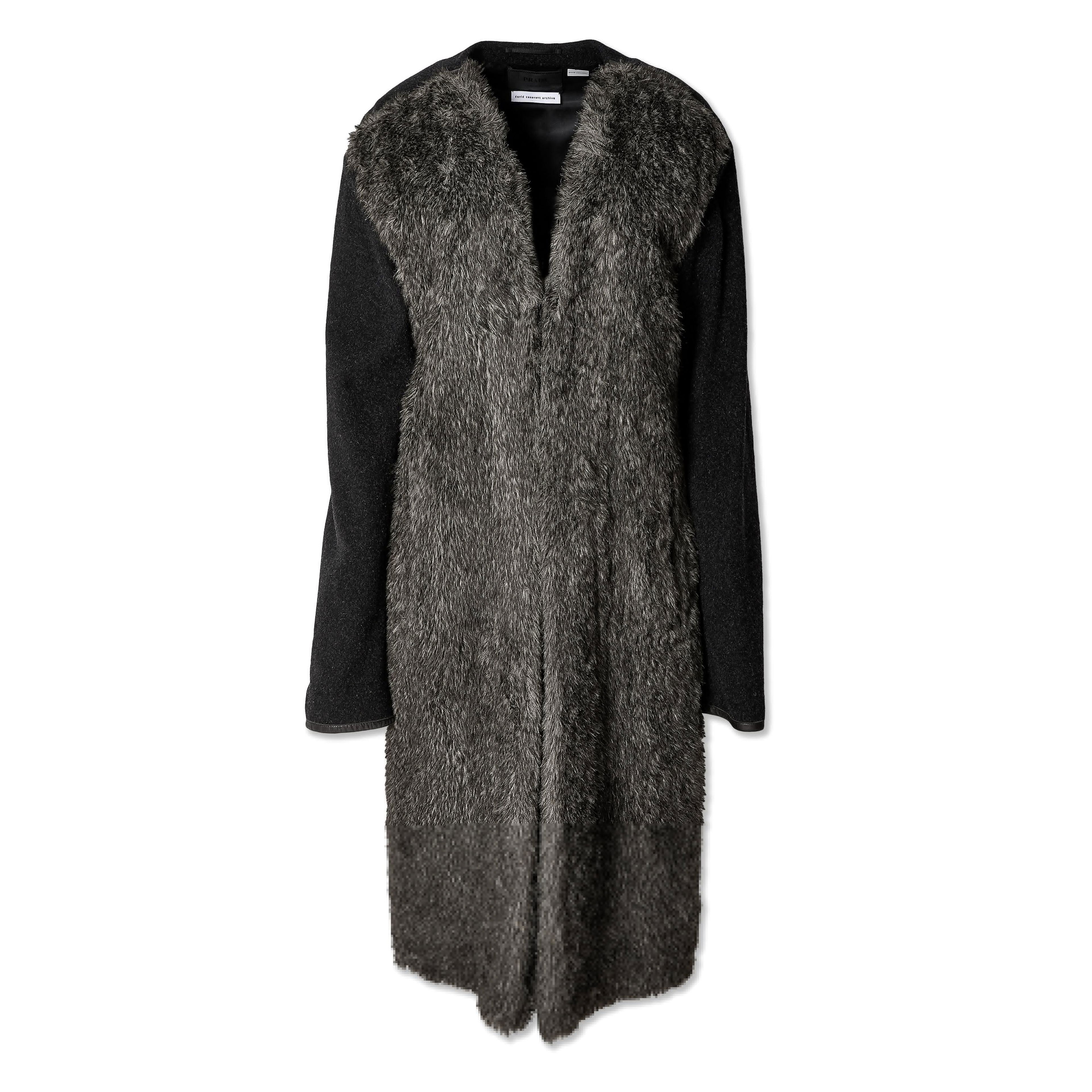 David Casavant Archive - Men’s Prada Faux Fur Coat Autumn/Winter 2009 - (Grey/Brown) by DAVID CASAVANT ARCHIVE