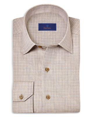 Cotton Cashmere Check Sport Shirt by DAVID DONAHUE
