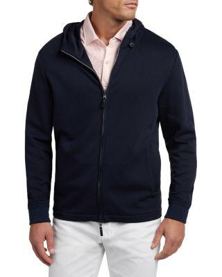 Journey Cotton & Silk Blend Zip Hoodie by DAVID DONAHUE