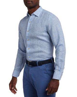 Linen Check Shirt by DAVID DONAHUE