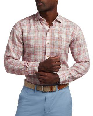 Linen Check Shirt by DAVID DONAHUE