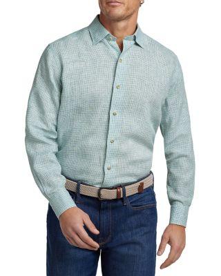 Linen Check Shirt by DAVID DONAHUE