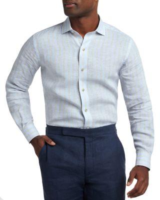 Linen Stripe Shirt by DAVID DONAHUE