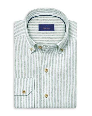 Linen Stripe Sport Shirt by DAVID DONAHUE