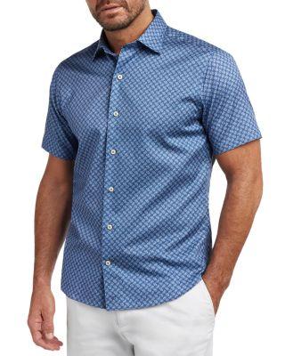 Neat Print Short Sleeve Shirt by DAVID DONAHUE