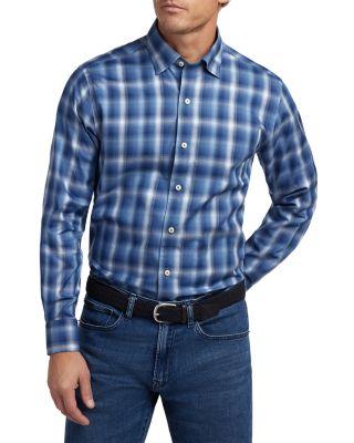 Ombre Twill Check Shirt by DAVID DONAHUE