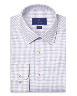 Slim Fit Stretch Twill Check Dress Shirt by DAVID DONAHUE