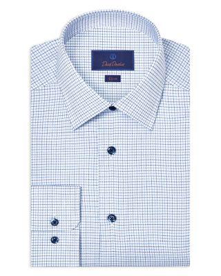 Slim Fit Stretch Twill Check Dress Shirt by DAVID DONAHUE