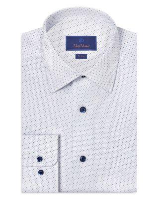 Trim Fit Herringbone Dot Print Dress Shirt by DAVID DONAHUE