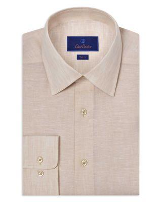Trim Fit Linen Solid Dress Shirt by DAVID DONAHUE