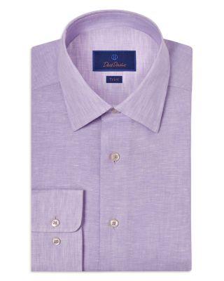 Trim Fit Linen Solid Dress Shirt by DAVID DONAHUE