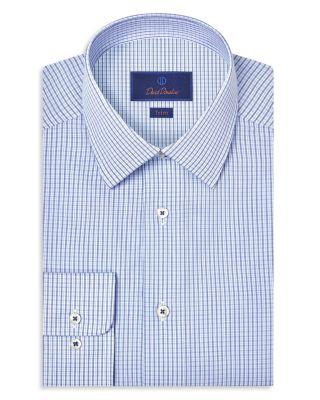 Trim Fit Poplin Micro Check Dress Shirt by DAVID DONAHUE
