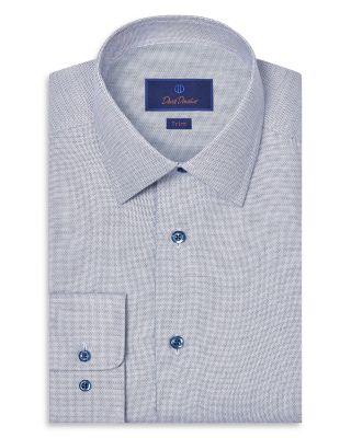 Trim Fit Silk Blend Herringbone Dress Shirt by DAVID DONAHUE