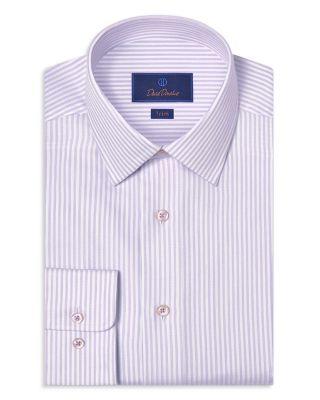 Trim Fit Silk Blend Herringbone Stripe Dress Shirt by DAVID DONAHUE