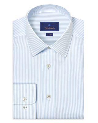 Trim Fit Silk Blend Herringbone Stripe Dress Shirt by DAVID DONAHUE