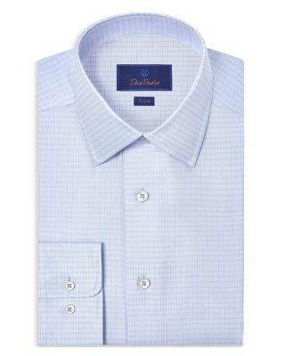 Trim Fit Silk Blend Twill Check Dress Shirt by DAVID DONAHUE
