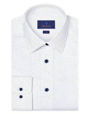 Trim Fit Stretch Geometric Dot Print Dress Shirt by DAVID DONAHUE