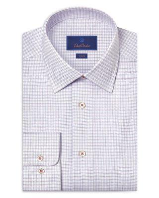 Trim Fit Stretch Twill Check Dress Shirt by DAVID DONAHUE