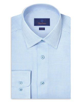 Trim Fit Stretch Twill Micro Check Dress Shirt by DAVID DONAHUE