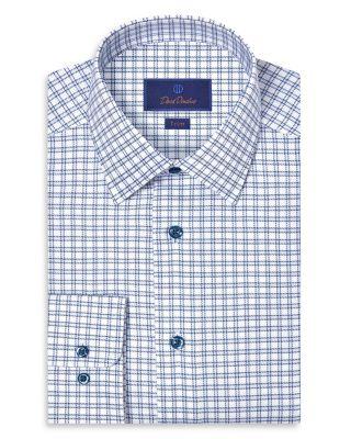Trim Fit Twill Windowpane Check Dress Shirt by DAVID DONAHUE