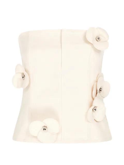 3D Flower denim corset top by DAVID KOMA