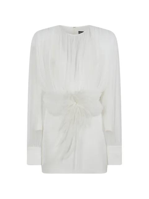 Cactus Dahlia feather-embellished ruched mini dress by DAVID KOMA