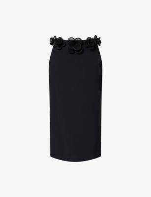 Floral-Embroidered Woven Midi Skirt by DAVID KOMA